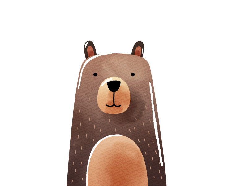 cute illustration painting of grizzly bear